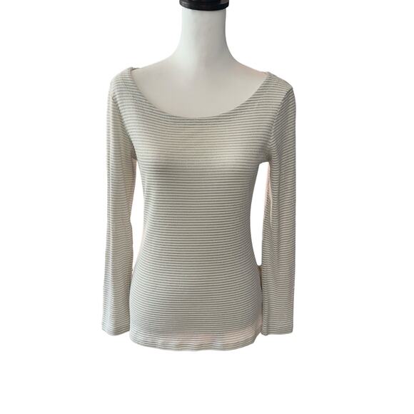Banana Republic White and Silver Long Sleeve top Medium - Picture 1 of 4
